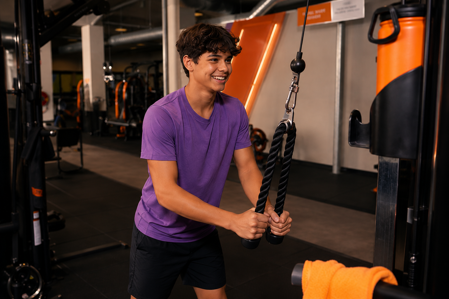 Beginner warming up before a gym workout
